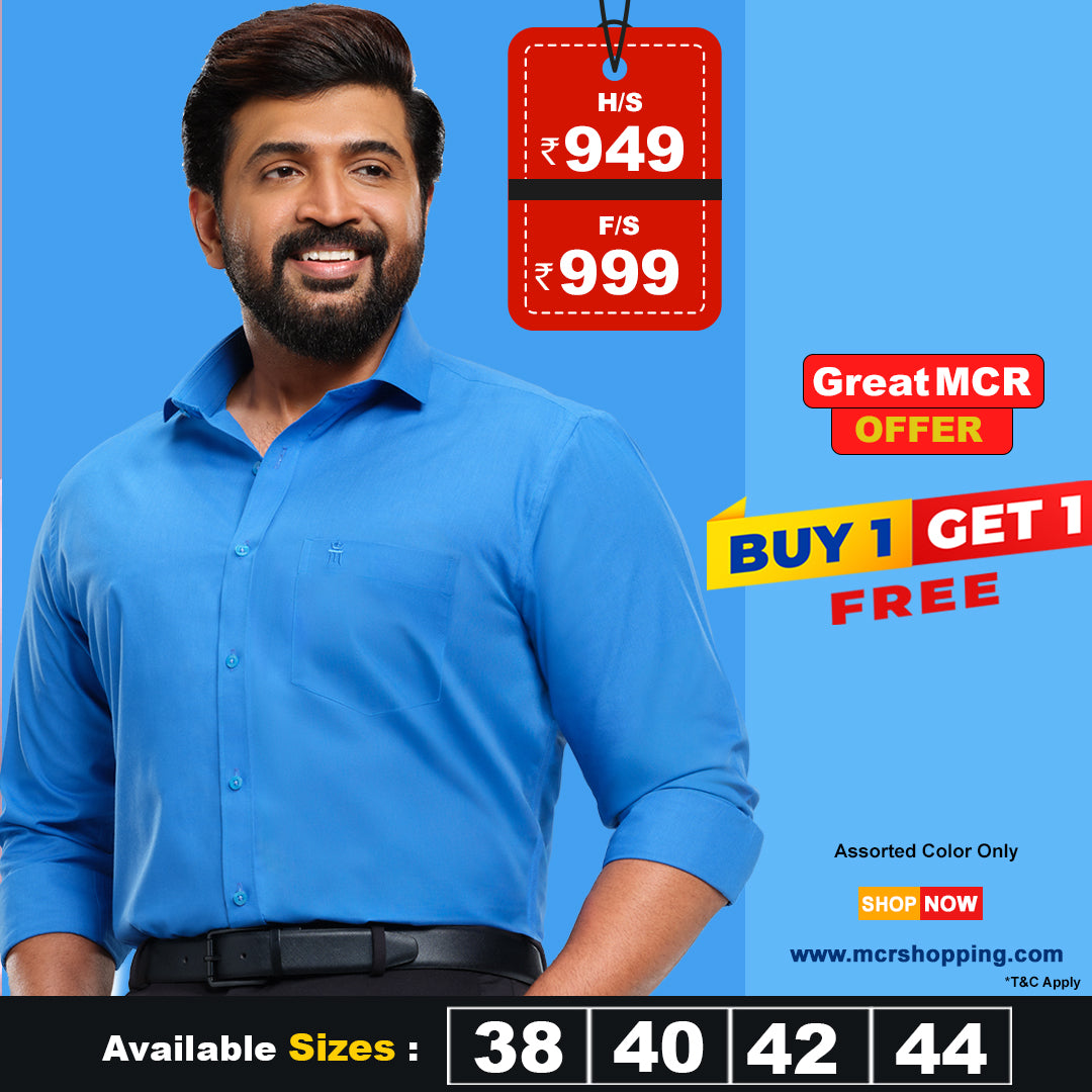 Great MCR Offer Combo Colour Shirt (Buy 1 get 1 free) (Assorted Color Only)