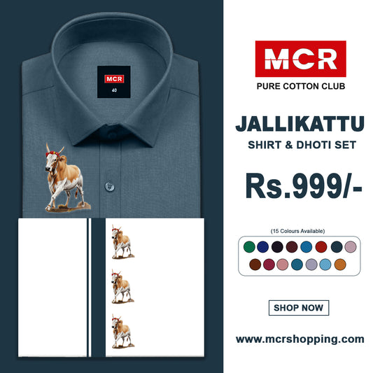 JALLIKATTU COLOUR SINGLE SET H/S - Navy Blue (18)