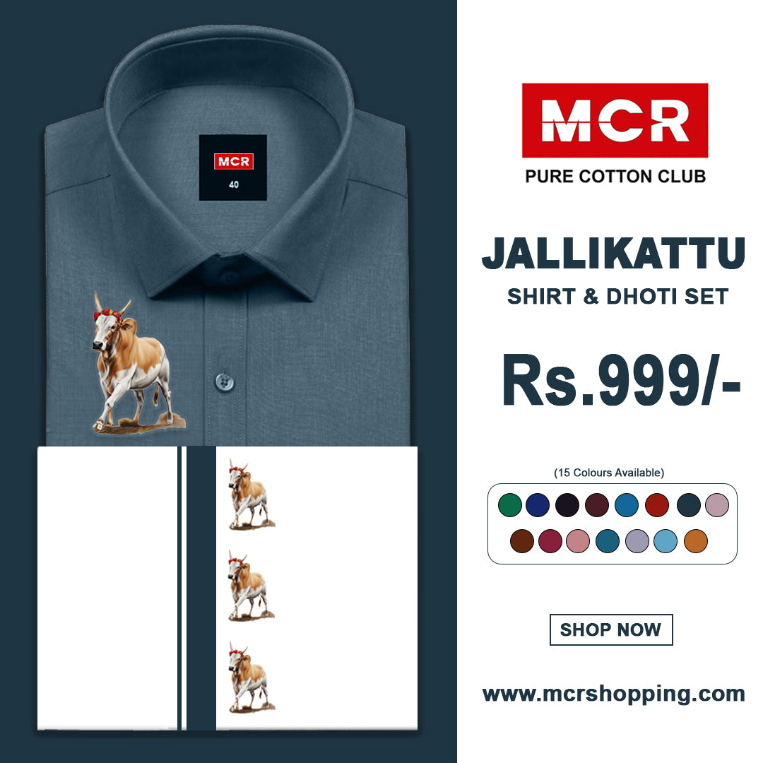 JALLIKATTU COLOUR SINGLE SET H/S - Navy Blue (18)