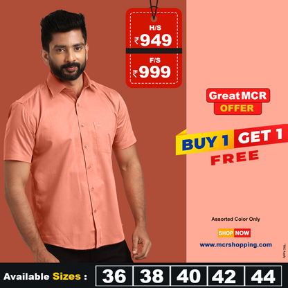 Great MCR Offer Combo Colour Shirt (Buy 1 get 1 free) (Assorted Color Only)