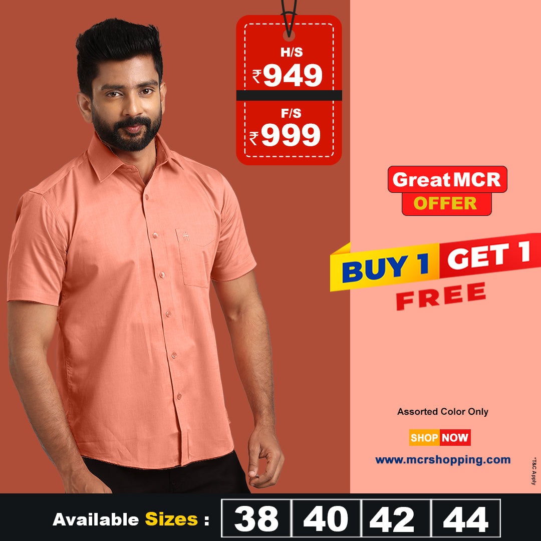 Great MCR Offer Combo Colour Shirt (Buy 1 get 1 free) (Assorted Color Only)