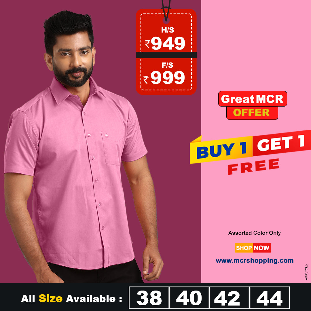 Great MCR Offer Combo Colour Shirt (Buy 1 get 1 free) (Assorted Color Only)