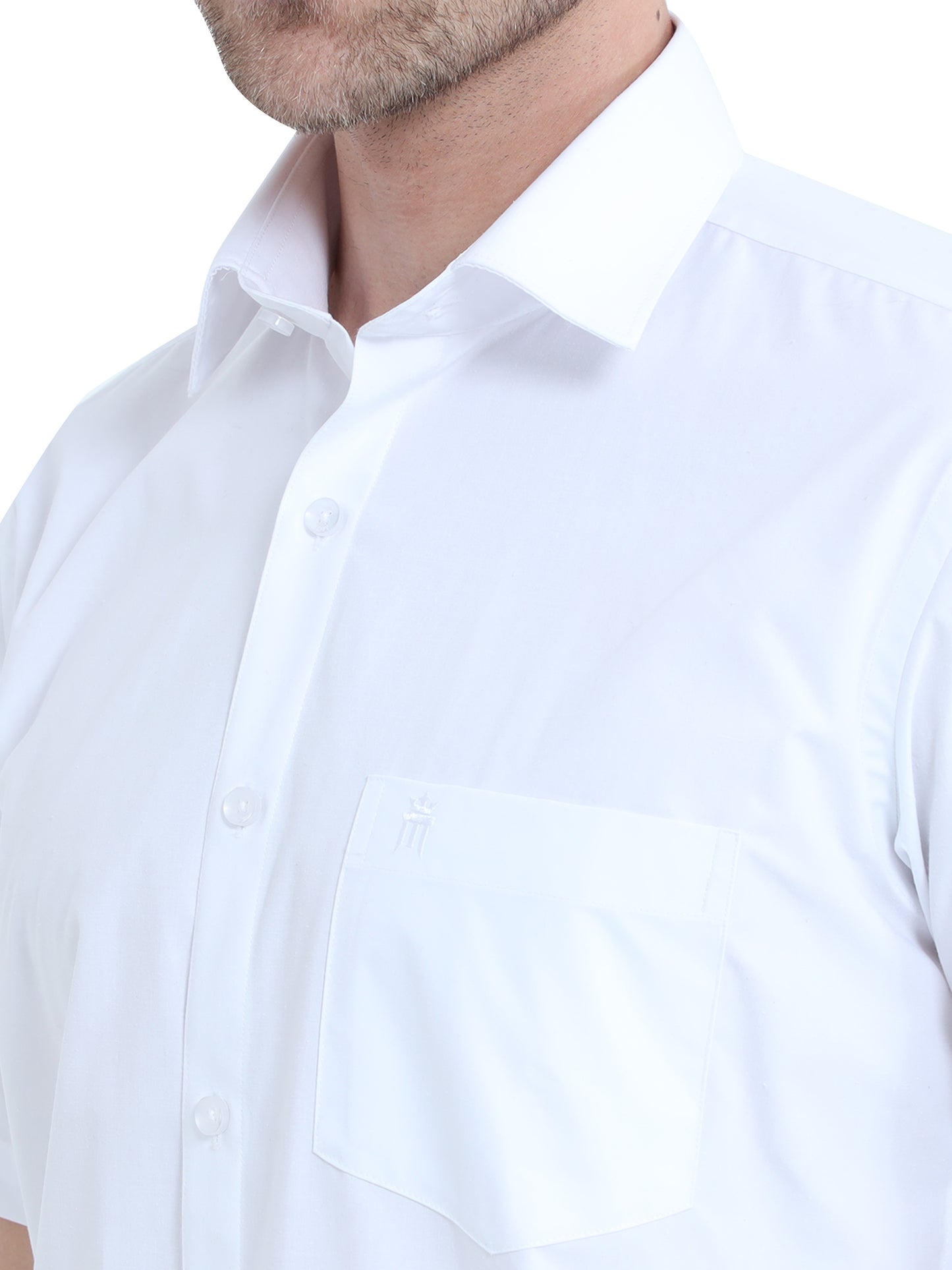 MCR ANTI WRINKLE Half Sleeve Formal White Shirt For Men