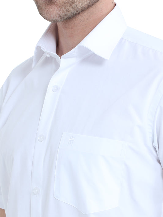 MCR ANTI WRINKLE Half Sleeve Formal White Shirt For Men