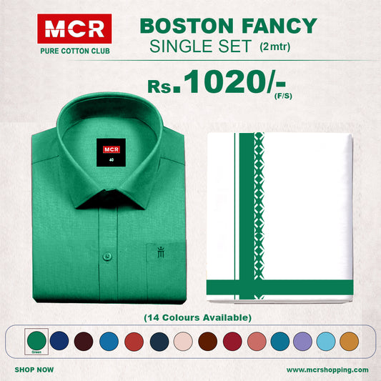 Boston Fancy Single Set F/S - (Assorted Pattern) - 02 Green