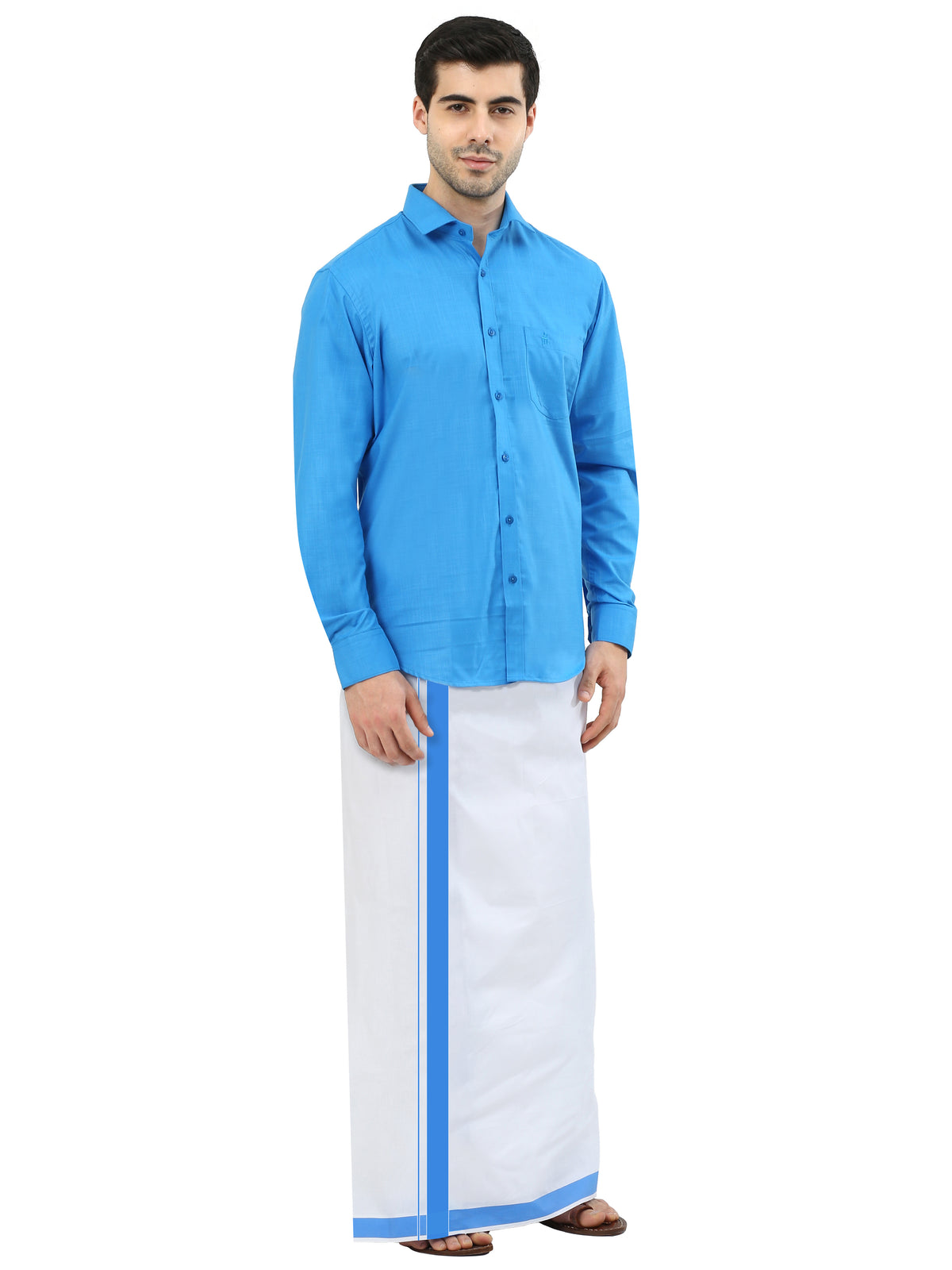 Colour Matching Double Dhoti Set Full Sleeve - 21011