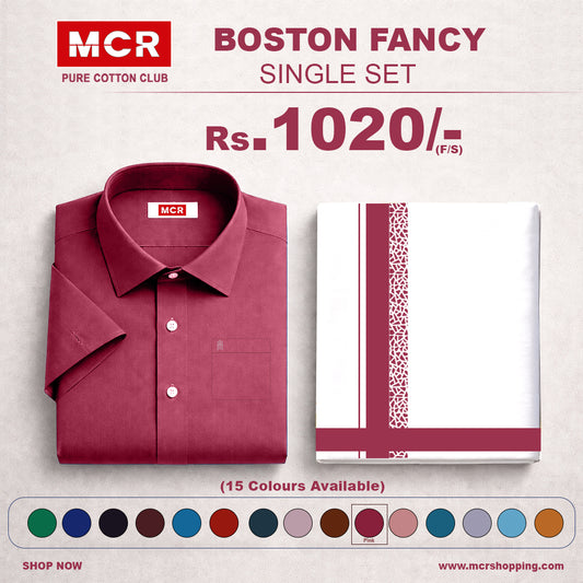 BOSTON FANCY SINGLE SET F/S - (ASSORTED PATTERN) - pink (52)