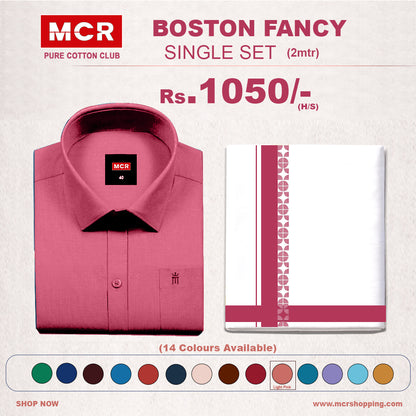 Boston Fancy Single Set H/S - (Assorted Pattern) - 21553 Light Pink
