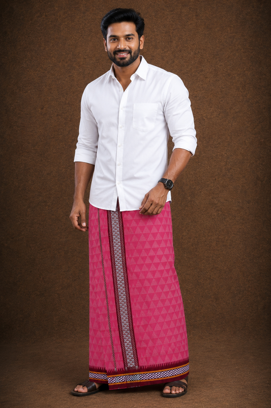 Sulthan Colours Dhoti - Rani Rose