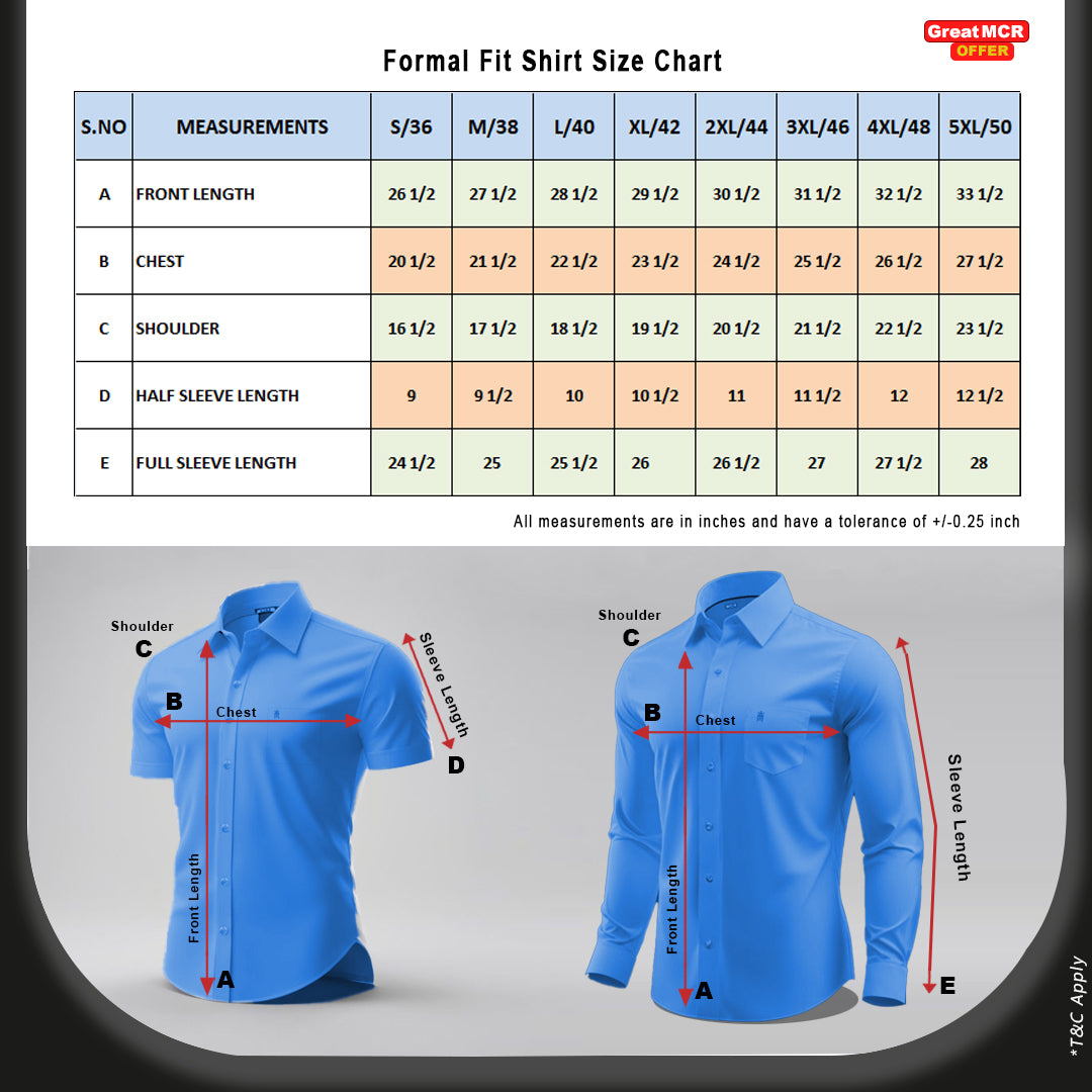 Great MCR Offer Combo Colour Shirt (Buy 1 get 1 free) (Assorted Color Only)
