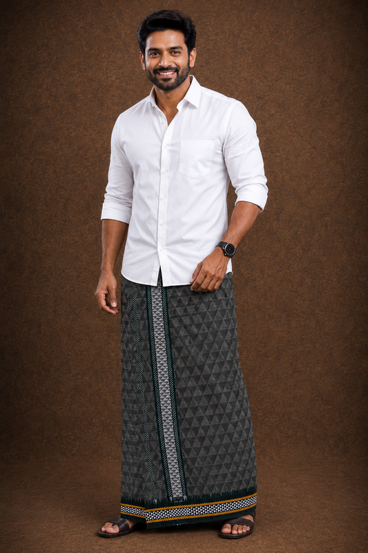 Sulthan Colours Dhoti - Olive Green