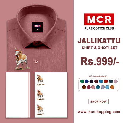 JALLIKATTU COLOUR SINGLE SET H/S - light Pink (53)