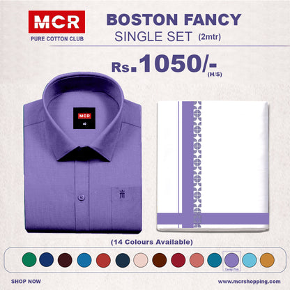 Boston Fancy Single Set H/S - (Assorted Pattern) - 55 Lavender