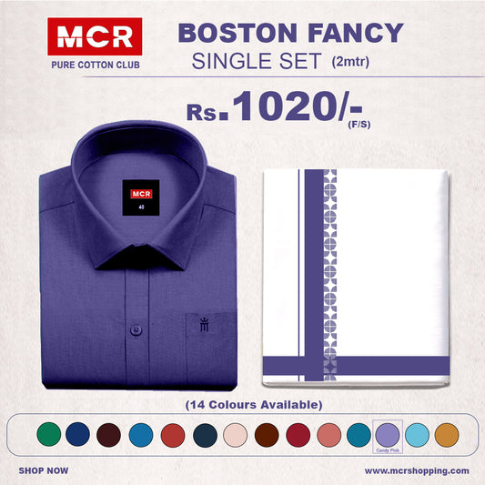 Boston Fancy Single Set F/S - (Assorted Pattern) - 55 Lavender