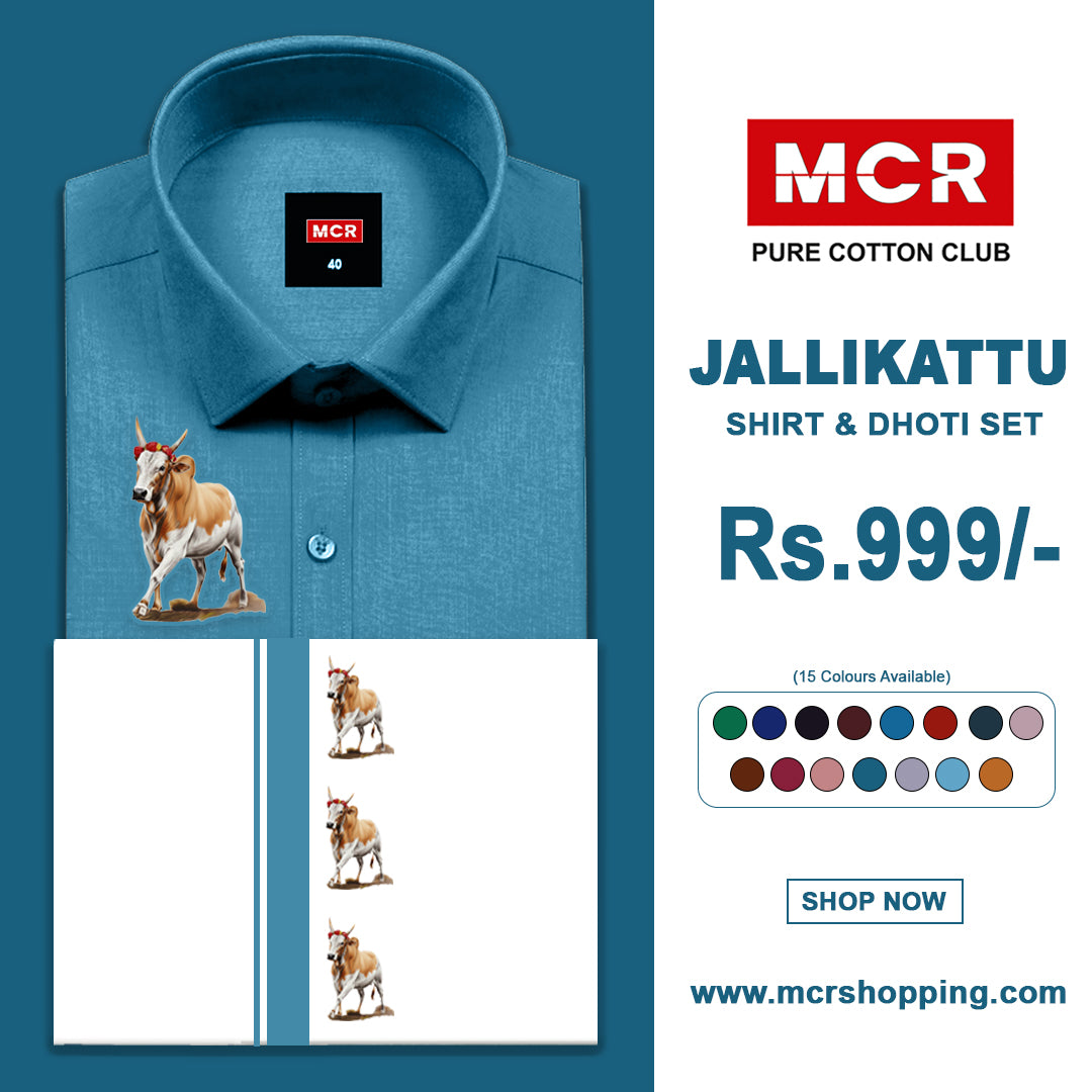 JALLIKATTU COLOUR SINGLE SET H/S - Light Blue (54)
