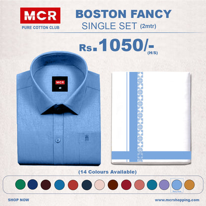 Boston Fancy Single Set H/S - (Assorted Pattern) - 21556 Sky Blue