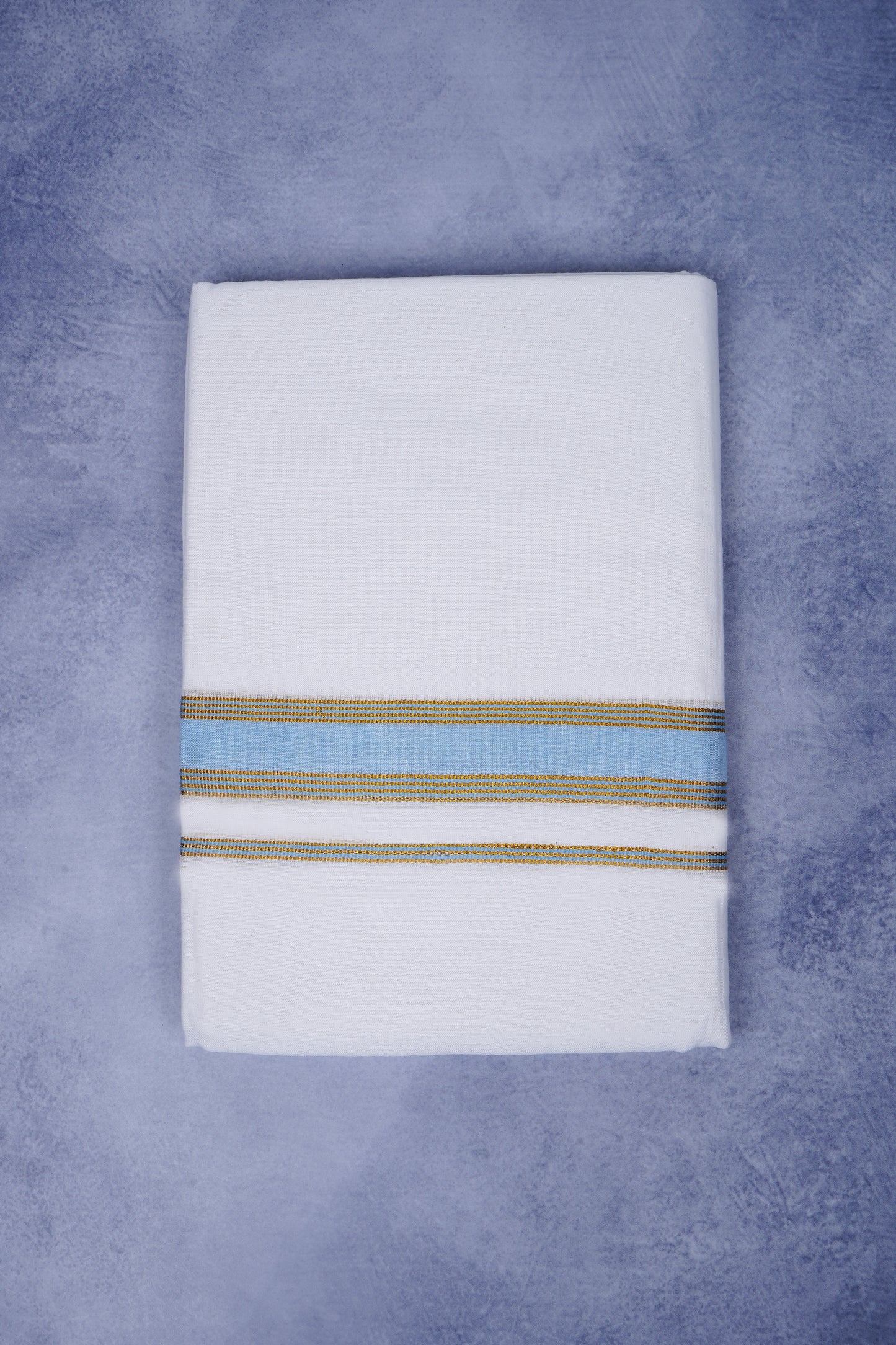 Feather Finish Cotton 2929 W/D Dhothie 3.80 MTR - Sky Blue