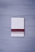 Pure Cotton White Dhoti Double for Men - Dark Maroon 3.80m | Keraloom 332