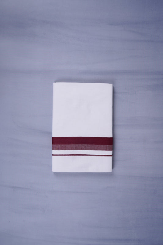 KERALOOM FINISH COTTON 332 W/D DHOTI 3.80 MTR - Dark Maroon