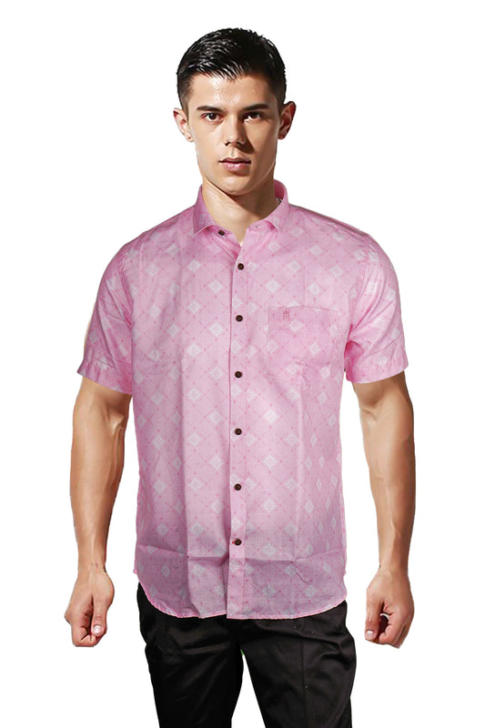 NEW COMMER RELAX FIT HALF SLEEVE PINK SHIRT