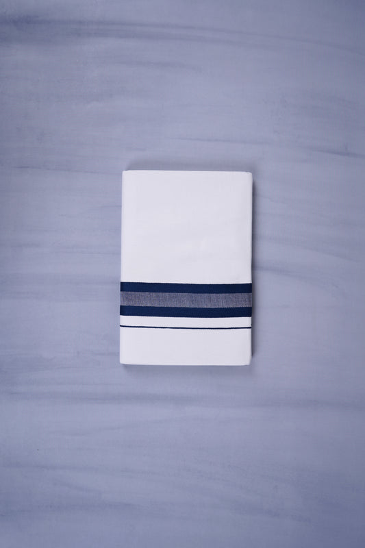 KERALOOM FINISH COTTON 329 W/D DHOTI 3.80 MTR - Navy Blue