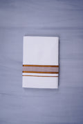 Pure Cotton White Dhoti Double for Men - Brown 3.80m | Keraloom 330