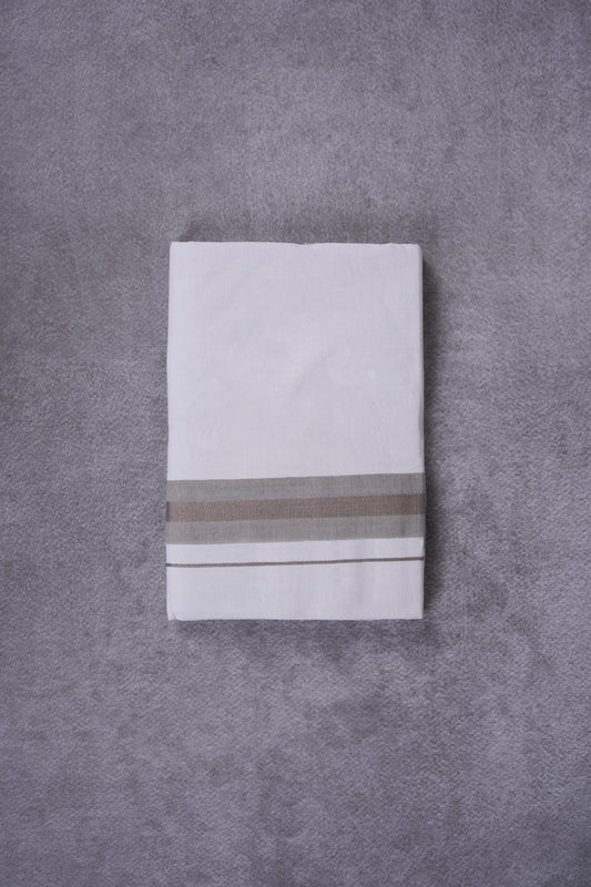 KERALOOM FINISH COTTON 326 W/D DHOTI 3.80 MTR - Light Gray