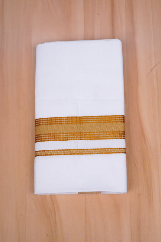 100 % Cotton White Single Dhoti With Fancy Border PERU 2.00 m|GOLD MAX
