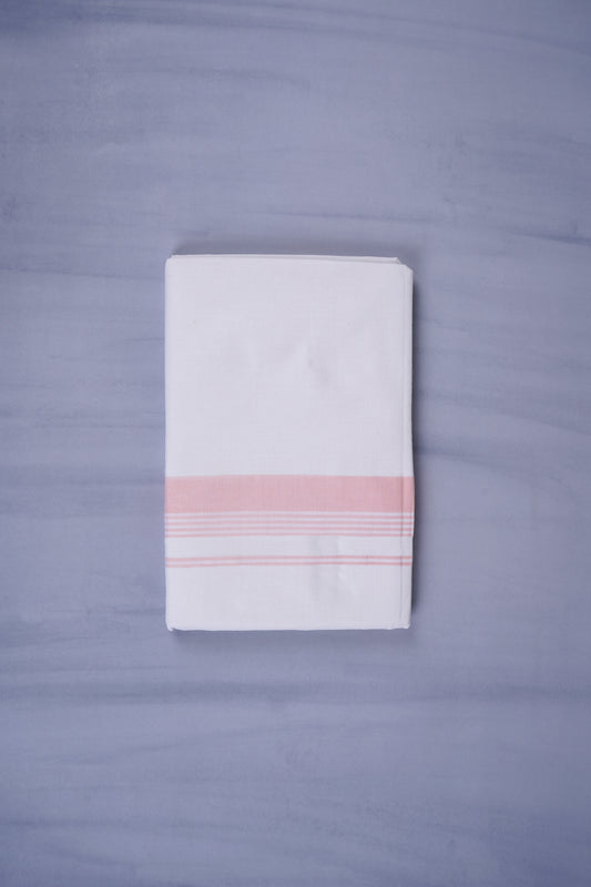 KERALOOM FINISH COTTON 327 W/D DHOTI 3.80 MTR - Light Pink