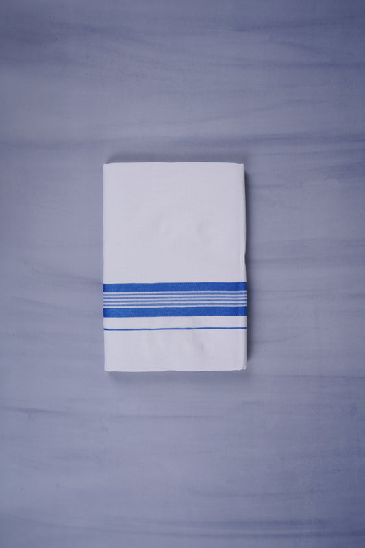 KERALOOM FINISH COTTON 331 W/D DHOTI 3.80 MTR - Blue
