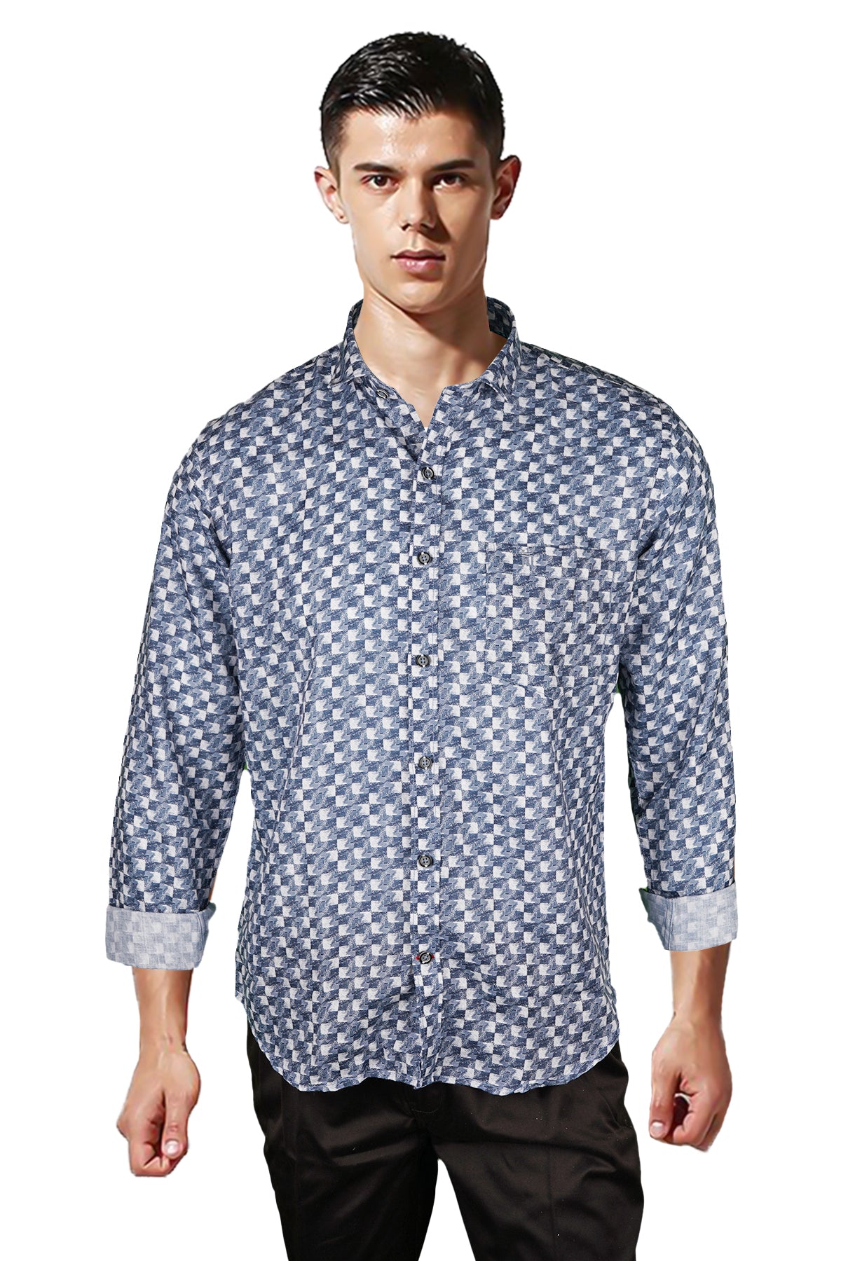 NEWSMAKER SLIMFIT FULL SLEEVE BLUE MEN SHIRT