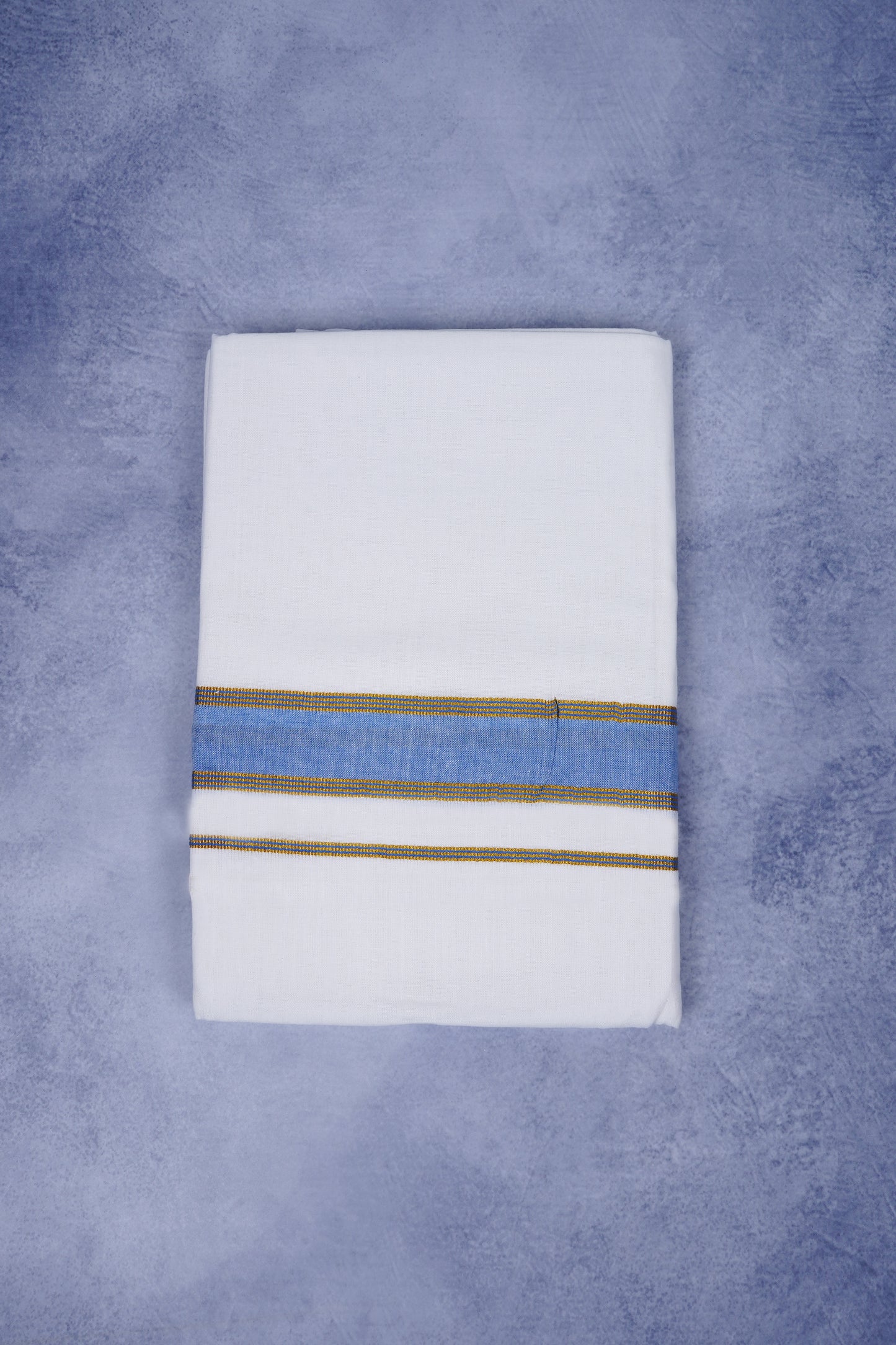 Feather Finish Cotton 2929 W/D Dhothie 3.80 MTR - Blue