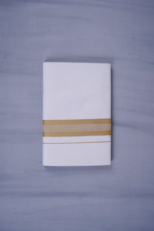 KERALOOM FINISH COTTON 329 W/D DHOTI 3.80 MTR - Light Glod
