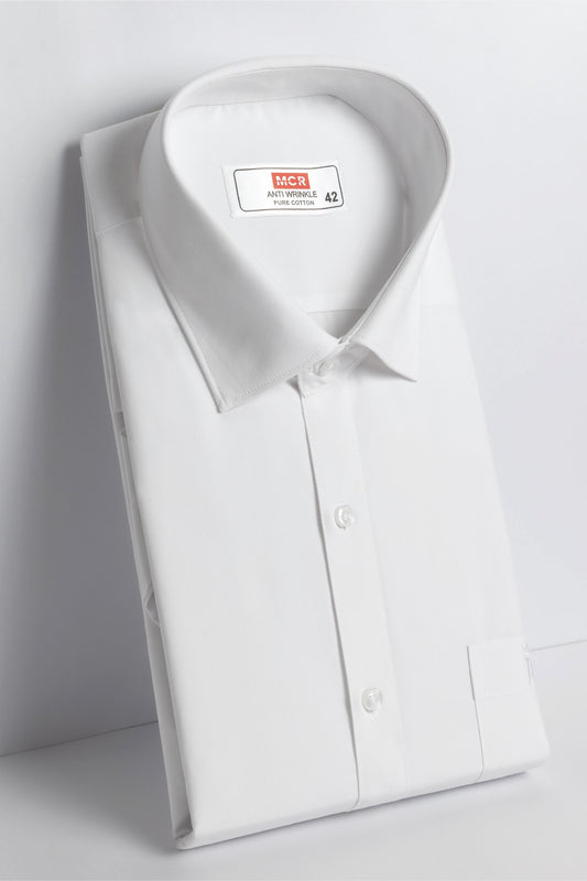 MCR ANTI WRINKLE Full Sleeve Formal White Shirt For Men