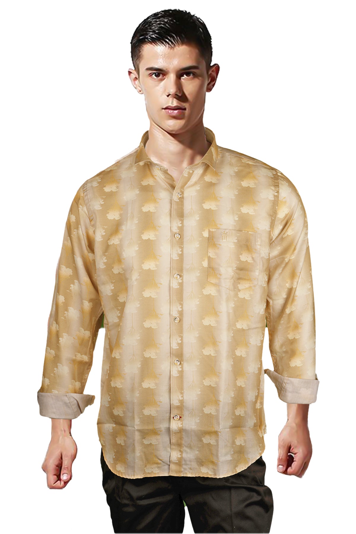 NEWSMAKER SLIMFIT FULL SLEEVE DARK YELLOW MEN SHIRT