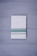 Pure Cotton Dhoti White Double Keraloom 333 | Light Green 3.80m