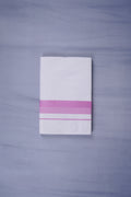 Pure Cotton White Dhoti Double for Men - Pink 3.80m | Keraloom 332