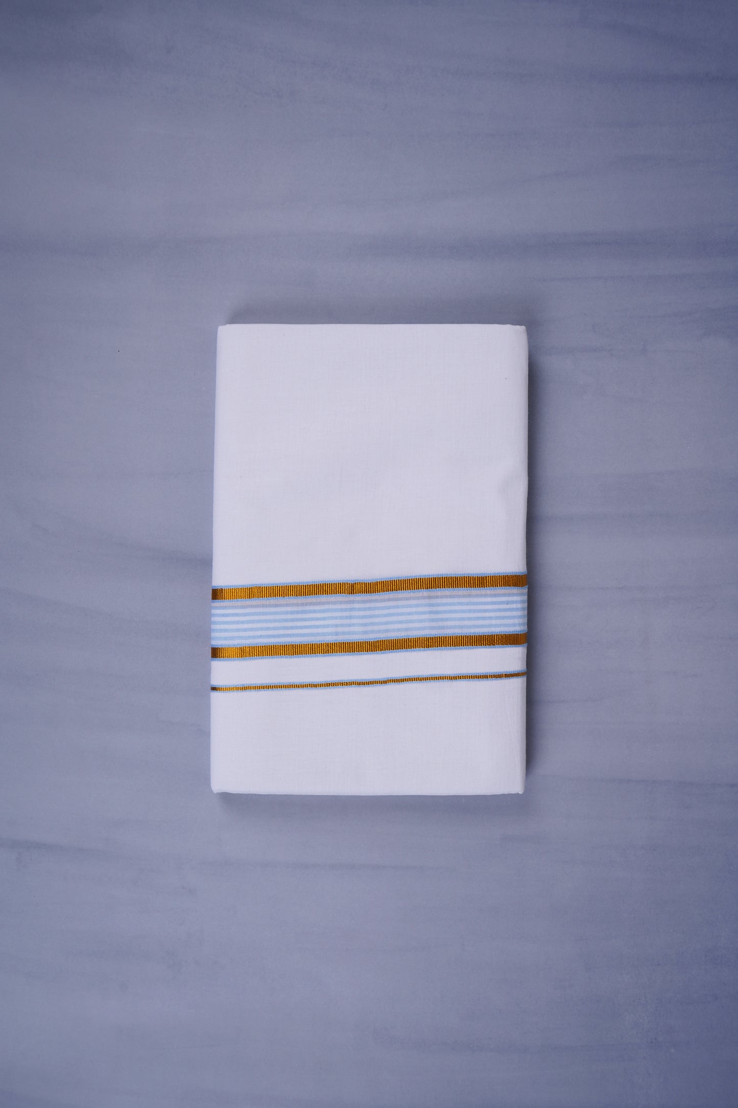 KERALOOM FINISH COTTON 330 W/D DHOTI 3.80 MTR - Sky Blue