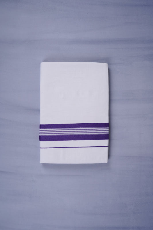 KERALOOM FINISH COTTON 331 W/D DHOTI 3.80 MTR - Dark Violet
