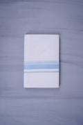 Pure Cotton White Dhoti Double for Men - Sky Blue 3.80m | Keraloom 333