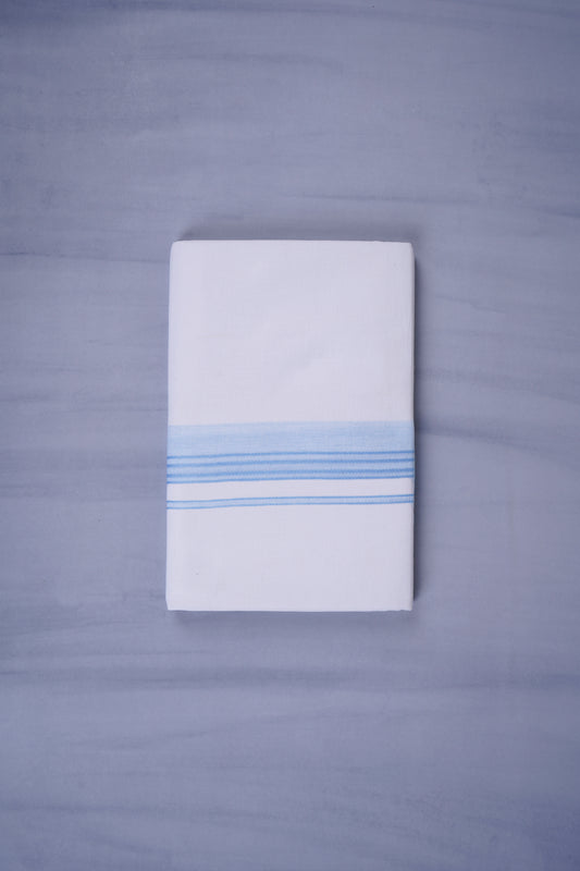 KERALOOM FINISH COTTON 333 W/D DHOTI 3.80 MTR - Sky Blue
