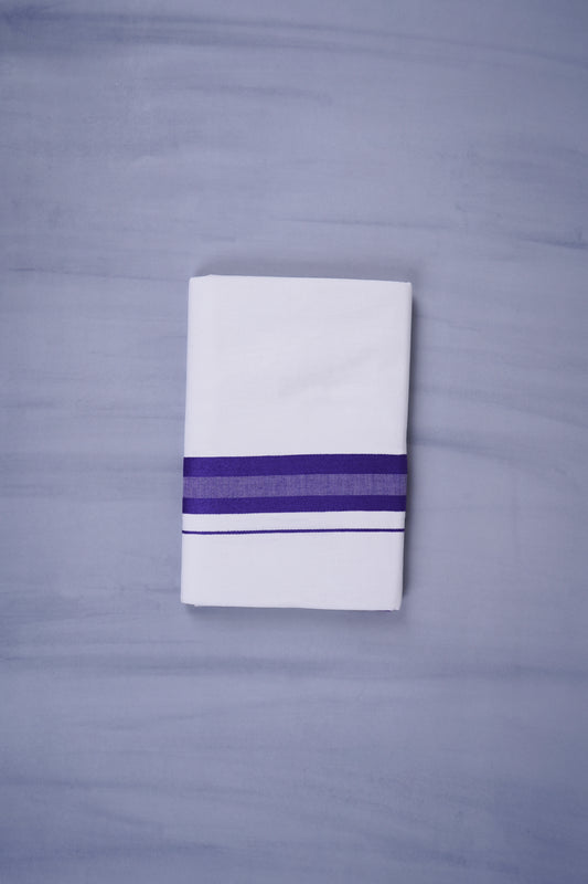 KERALOOM FINISH COTTON 329 W/D DHOTI 3.80 MTR - Dark Violet