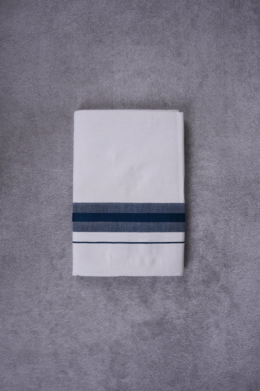 KERALOOM FINISH COTTON 326 W/D DHOTI 3.80 MTR - Dark Blue