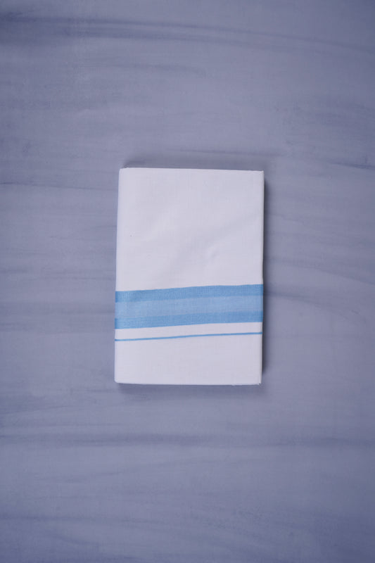 KERALOOM FINISH COTTON 329 W/D DHOTI 3.80 MTR - Sky Blue