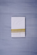 Pure Cotton White Dhoti Double for Men - Gold Yellow 3.80m | Keraloom 332