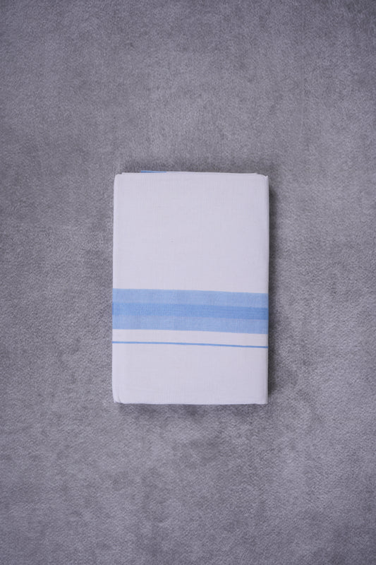 KERALOOM FINISH COTTON 326 W/D DHOTI 3.80 MTR - Sky Blue