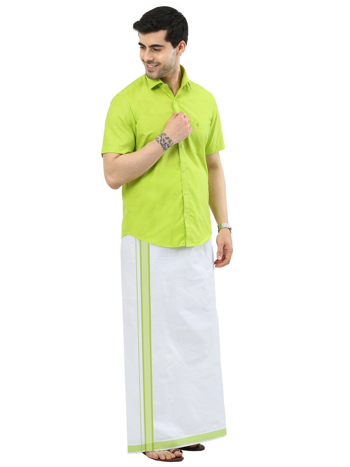 COLOUR MATCHING DOUBLE DHOTI SET HALF SLEEVE - 21001