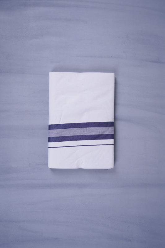 KERALOOM FINISH COTTON 329 W/D DHOTI 3.80 MTR - Navy Blue