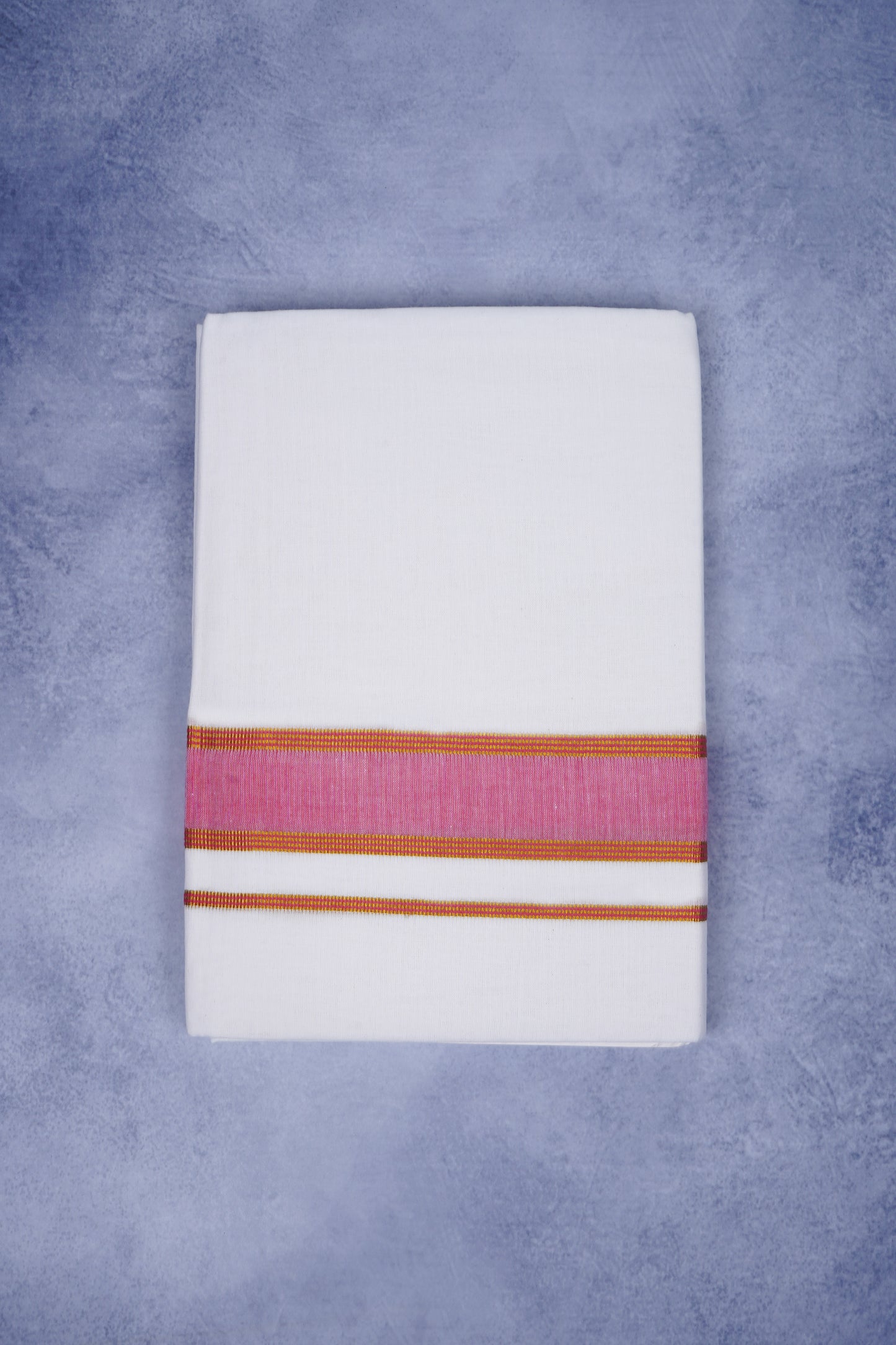 Feather Finish Cotton 2929 W/D Dhothie 3.80 MTR - Dark Pink