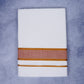 Feather Finish Cotton 2929 W/D Dhothie 3.80 MTR - Dark Orange
